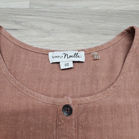 Simply Noelle Womens Blouse Terracotta Brown Medium High Low Layers Butttons 3/4 - Picture 4 of 10